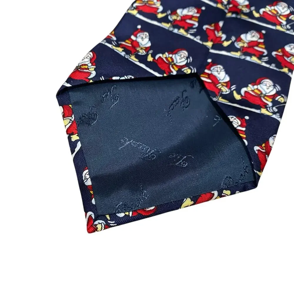 Vintage The Windsor Collection Necktie- 100% Silk- Santa Playing Golf Christmas